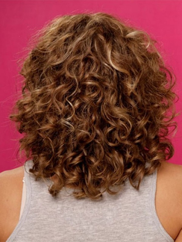 Brown Big Volumn Capless Curly Human Hair Wigs 16 Inches