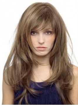 Light Brown Long Straight Capless Human Hair Wigs ...