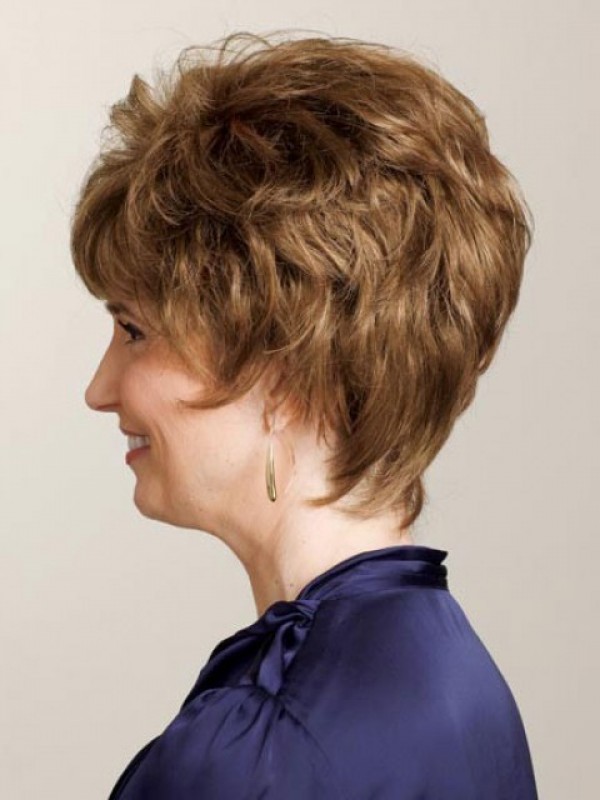 Layered Short Wavy Human Hair Capless Wigs 4 Inches