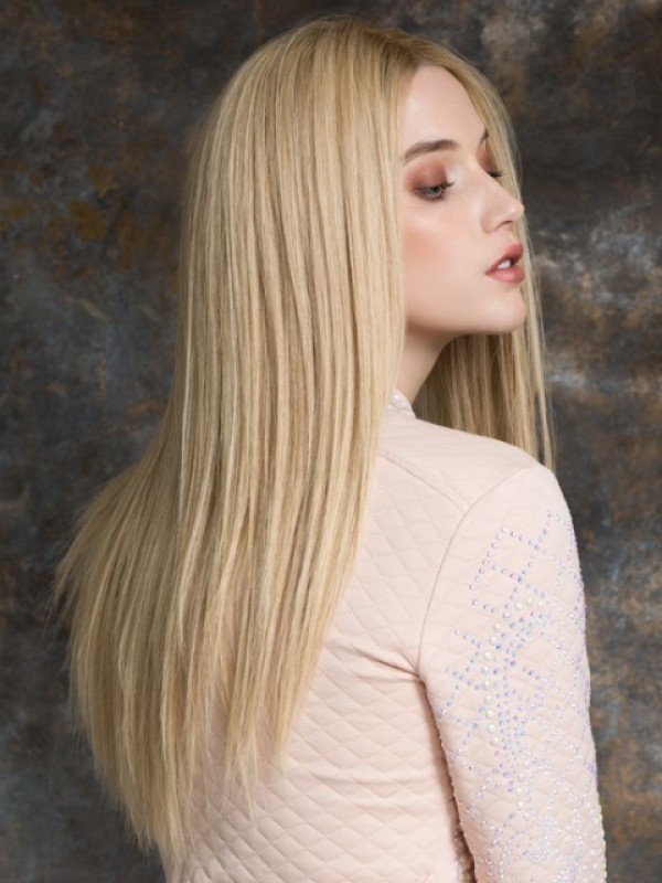 Central Parting Blonde Long Straight Lace Front Remy Human Hair Wigs 26 Inches