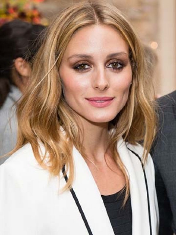 Olivia Palermo Central Parting Medium Wavy Lace Front Human Hair Wigs 14 Inches