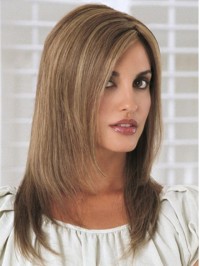 Long Straight Capless Remy Human Hair Wigs With Sid Bangs 18 Inches