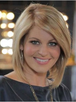 Blonde Bob Style Human Hair Capless Wigs With Side...