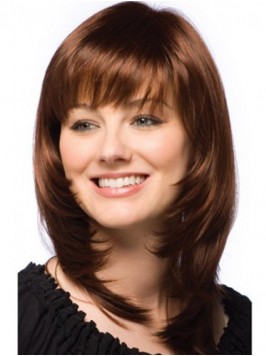 Layered Brown Straight Capless Remy Human Hair Wig...