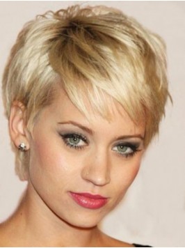 Blonde Boy Cut Straight Capless Remy Human Hair Wi...