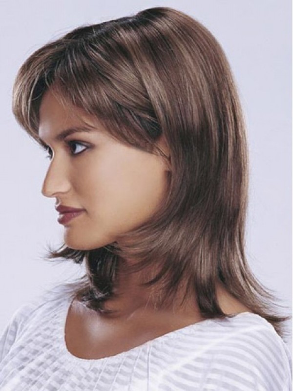 Medium Straight Lace Front Remy Human Hair Wigs 12 Inches