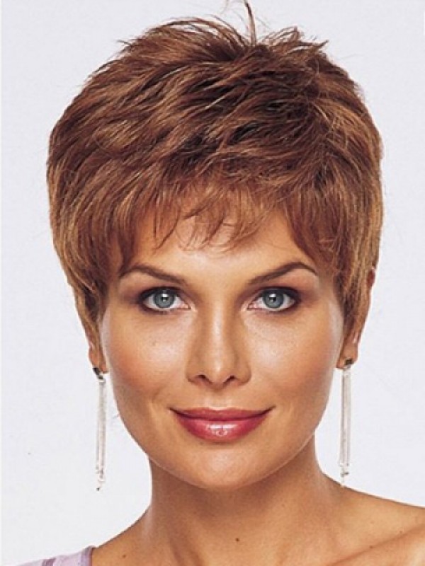Boy Cut Straight Lace Front Remy Human Hair Wigs With Bangs 4 Inches