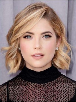 Blonde Wavy Bob Style Lace Front Human Hair Wigs W...