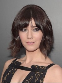 Mary Elizabeth Brown Short Capless Human Hair Wigs With Bangs 10 Inches