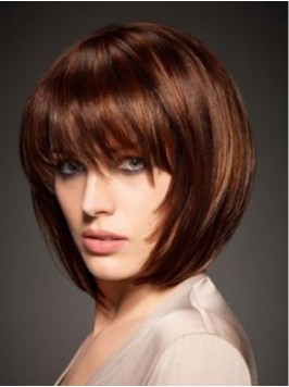 Claret Bob Style Straight Short Capless Remy Human...