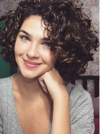 150% Density Short Capless Curly Human Hair Wigs 12 Inches