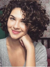 150% Density Short Capless Curly Human Hair Wigs 12 Inches