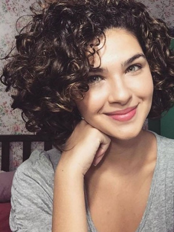 150% Density Short Capless Curly Human Hair Wigs 12 Inches