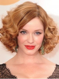 Blonde Short Bob Style Wavy Lace Human Hair Wigs With Side Bangs 12 Inches