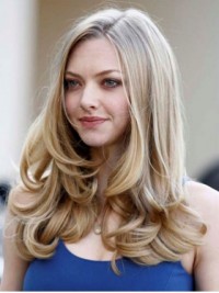 Blonde Long Wavy Capless Human Hair Wigs 20 Inches