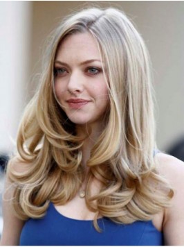 Blonde Long Wavy Capless Human Hair Wigs 20 Inches