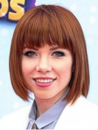 Bob Style Short Straight Capless Human Hair Wigs With Bangs 10 Inches