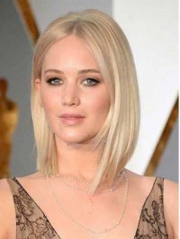 Jennifer Lawrence Bob Style Blonde Short Straight Lace Front Human Wigs 10 Inches