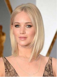 Jennifer Lawrence Bob Style Blonde Short Straight Lace Front Human Wigs 10 Inches