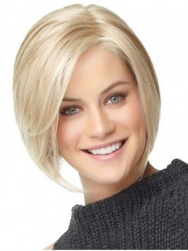 Bob Style Blonde Straight Short Lace Front Human H...