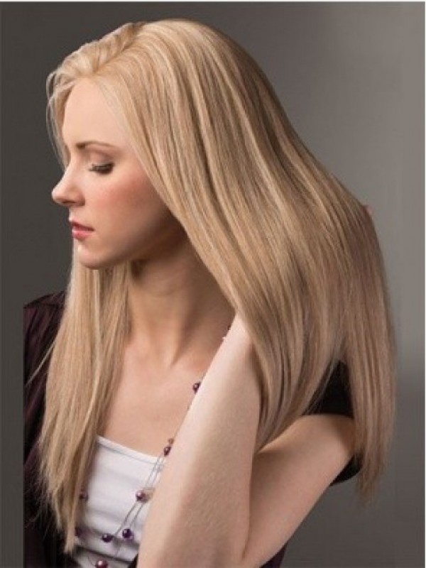 Smooth Blonde Long Straight Lace Front Human Hair Wigs 20 Inches