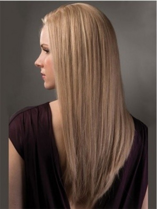 Smooth Blonde Long Straight Lace Front Human Hair Wigs 20 Inches