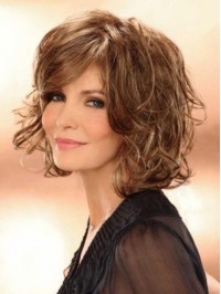 Bob Style Short Wavy Remy Human Hair Capless Wigs With Bangs 10 Inches