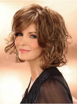 Bob Style Short Wavy Remy Human Hair Capless Wigs ...