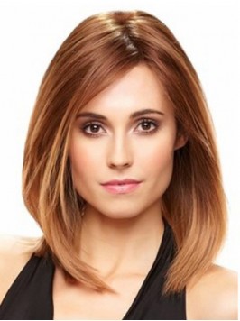 Brown Medium Straight Lace Front Remy Human Hair W...