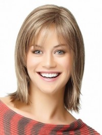 Medium Straight Smooth Capless Remy Human Hair Wigs 12 Inches