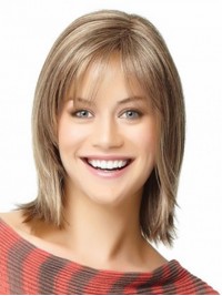 Medium Straight Smooth Capless Remy Human Hair Wigs 12 Inches