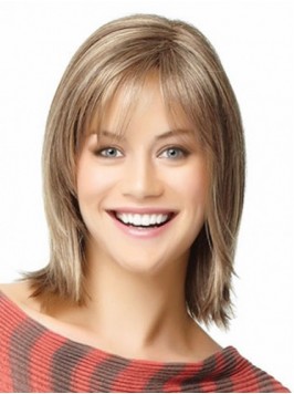 Medium Straight Smooth Capless Remy Human Hair Wig...