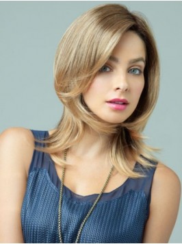 Layered Blonde Straight Remy Human Wigs With Side ...
