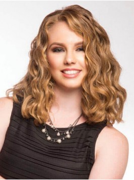 Brown Long Wavy Capless Remy Human Hair Wigs With ...