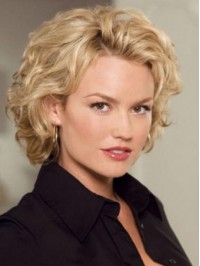 Short Blonde Wavy Lace Front Human Hair Wigs 10 Inches