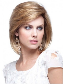 Blonde Straight Short Capless Remy Human Hair Wigs...