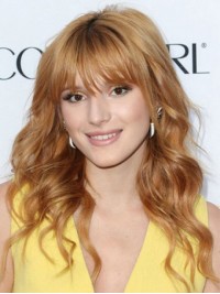 Long Wavy Blonde Capless Remy Human Wigs With Bangs 22 Inches