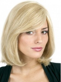 Blonde Bob Style Short Straight Capless Human Hair Wigs With Side Bangs 12 Inches