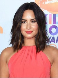 Demi Lovato Medium Central Parting Wavy Capless Remy Human Hair Wigs 12 Inches