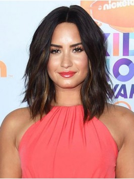 Demi Lovato Medium Central Parting Wavy Capless Re...