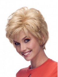 Blonde Boy Cut Short Straight Lace Front Remy Human Hair Wigs With Bangs 4 Inches