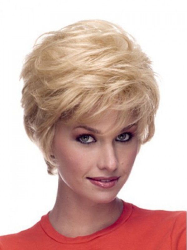 Blonde Boy Cut Short Straight Lace Front Remy Human Hair Wigs With Bangs 4 Inches