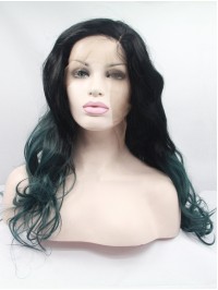 24" Two Tone Colors Curly Lace Front Synthetic Wigs