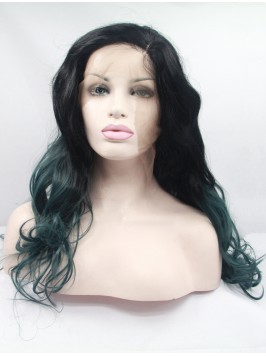 24" Two Tone Colors Curly Lace Front Syntheti...