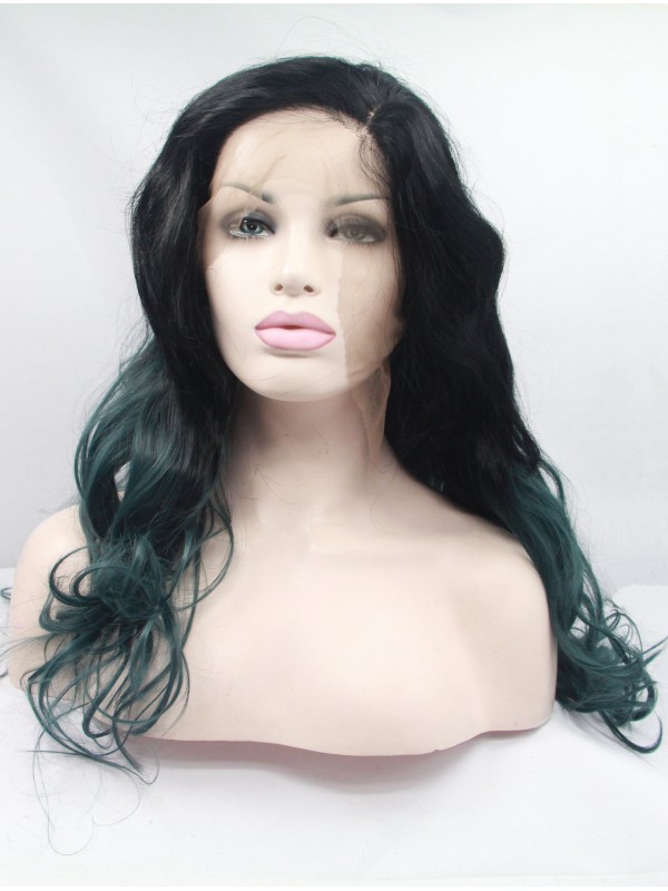 24" Two Tone Colors Curly Lace Front Synthetic Wigs