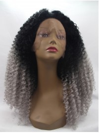 Long Ombre Lace Front Kinky Synthetic Wigs