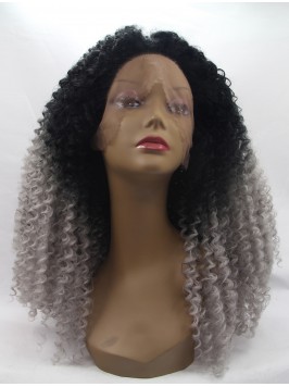 Long Ombre Lace Front Kinky Synthetic Wigs