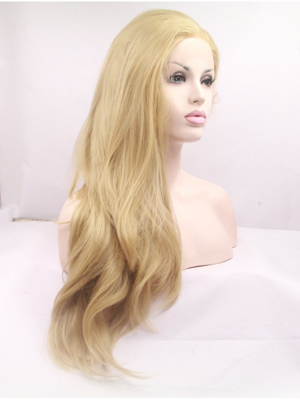 Long Blonde Lace Front  Wavy Synthetic Wigs