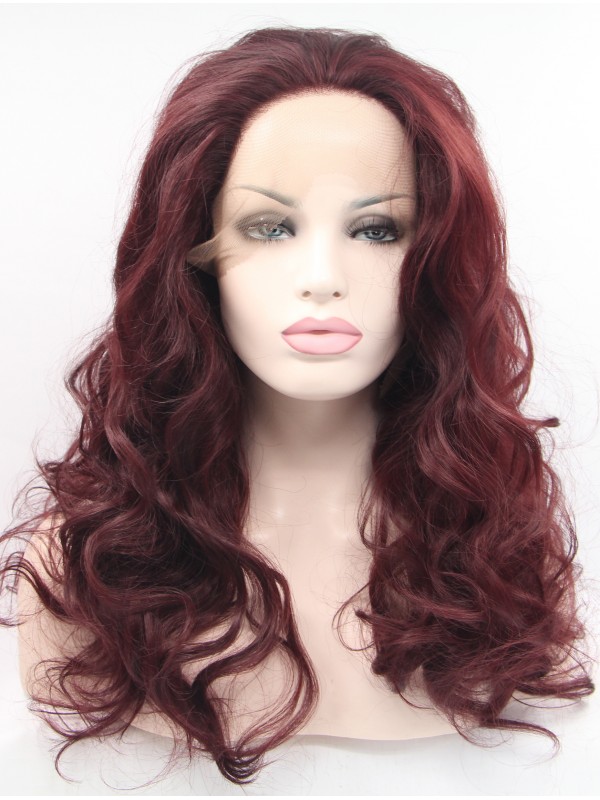 Lace Front 18" Curly Auburn  Synthetic Wigs