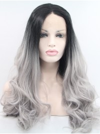 Lace Front 28" Curly Ombre Synthetic Wigs